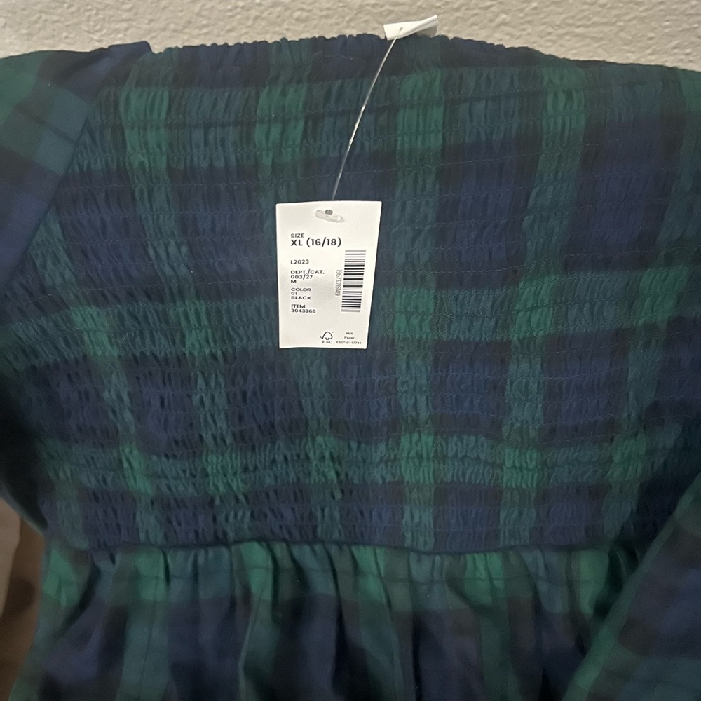 Plaid Kids Dress in Green and Blue